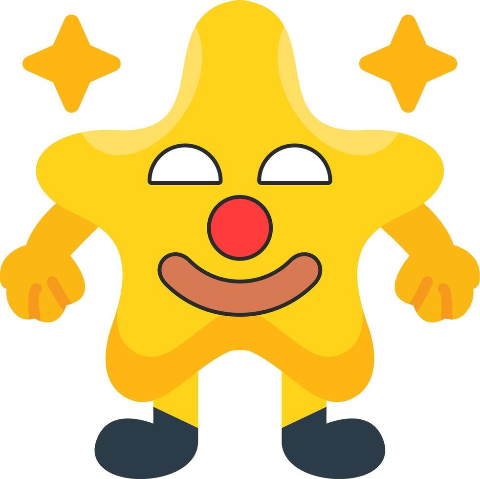 Clown Star Makeup Colourful Funny Icon vector