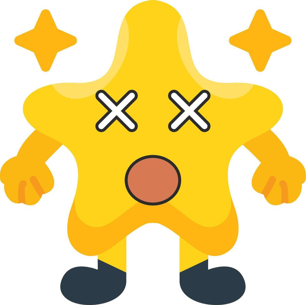 Dizzy Star Face Colourful Flat Art vector