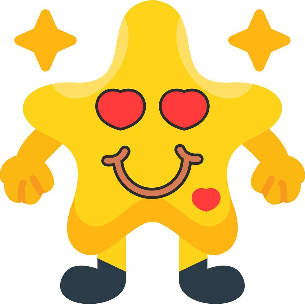 Smile With Hearts Star Colourful Flat Icons vector