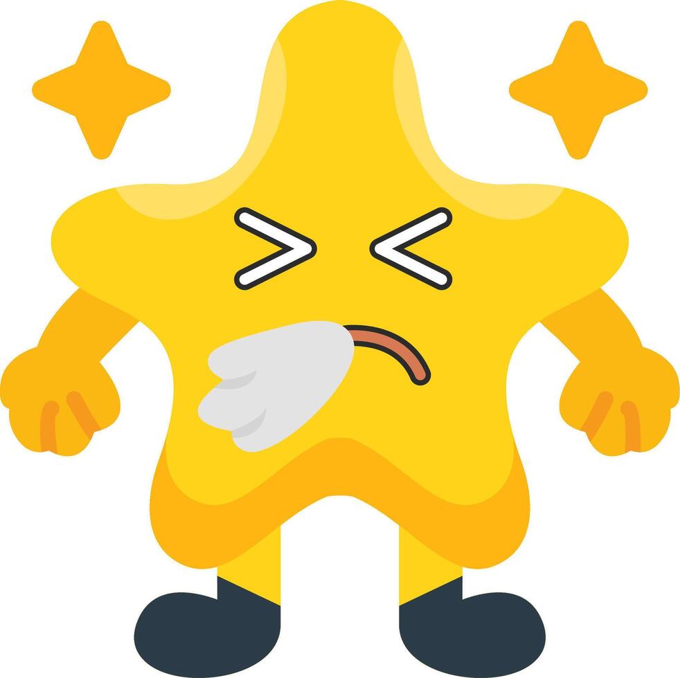Sneezing Star Face Colourful Flat Style vector