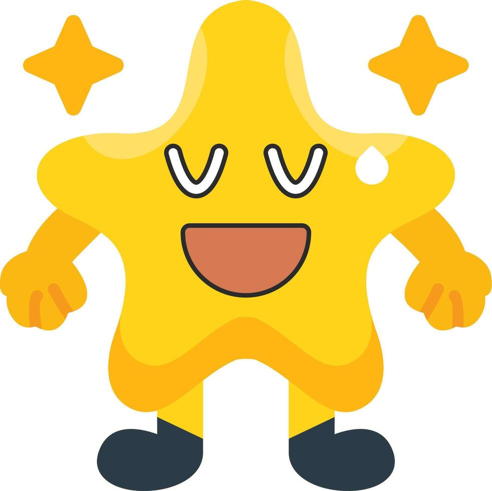 Relieved Star Face Colourful Flat Art vector