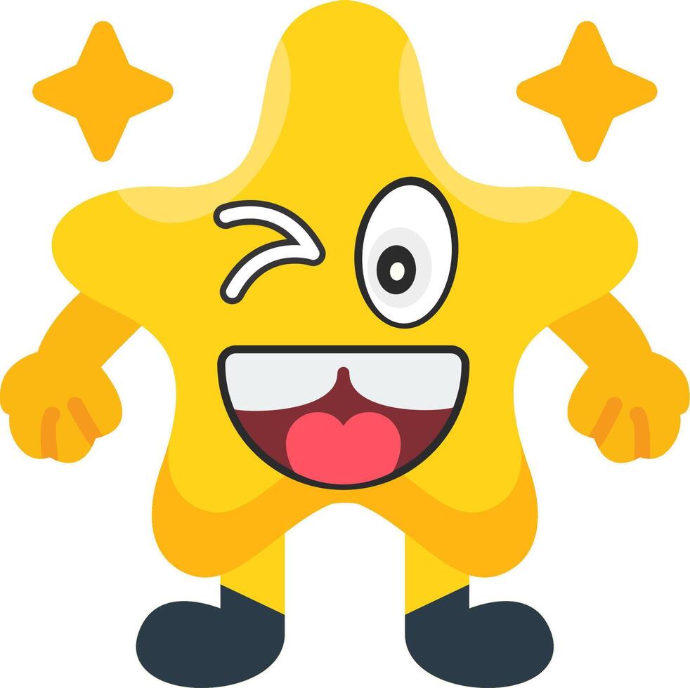 Naughty Star Expression Colourful Flat Art vector