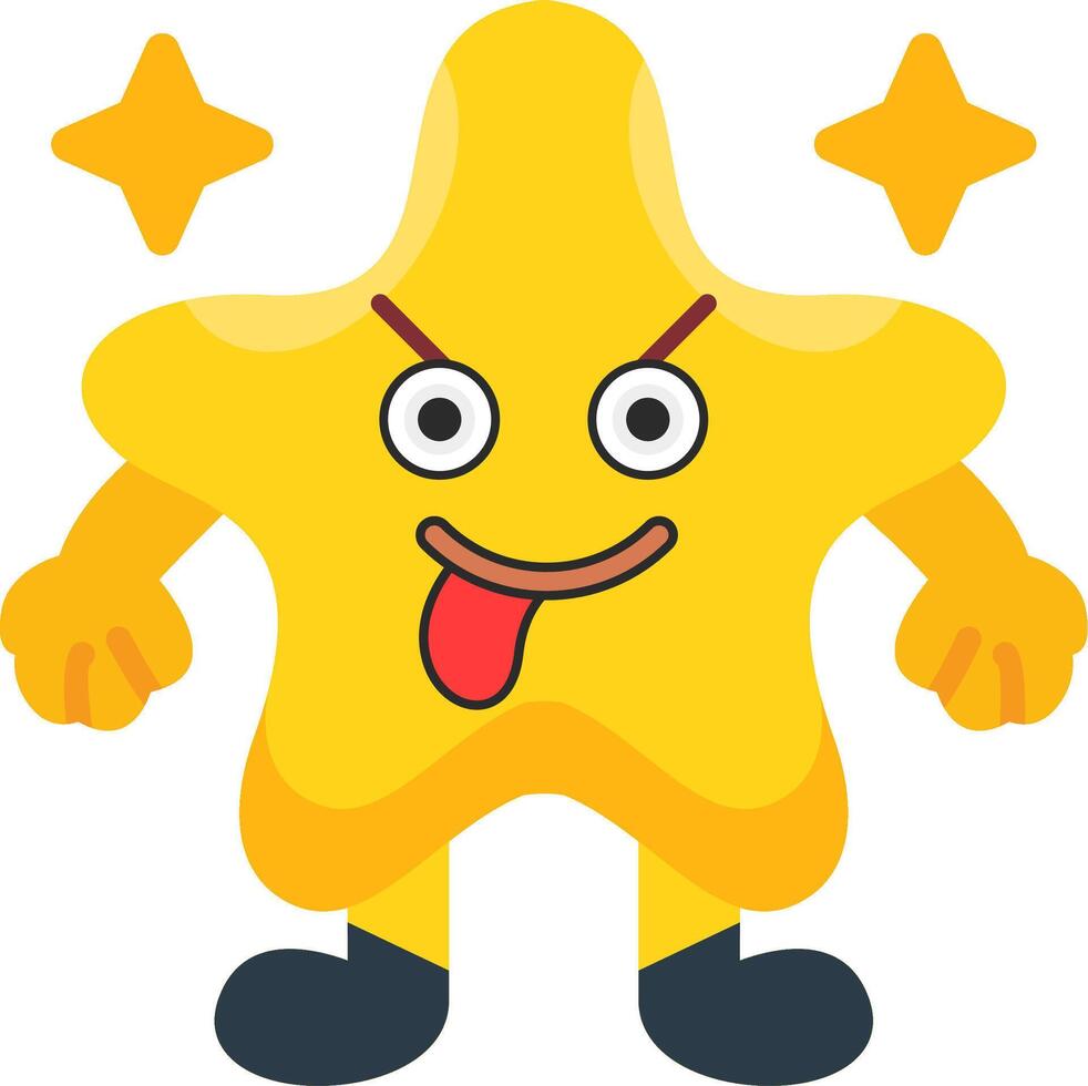 Mocking Star Face Colourful Flat Emoji vector