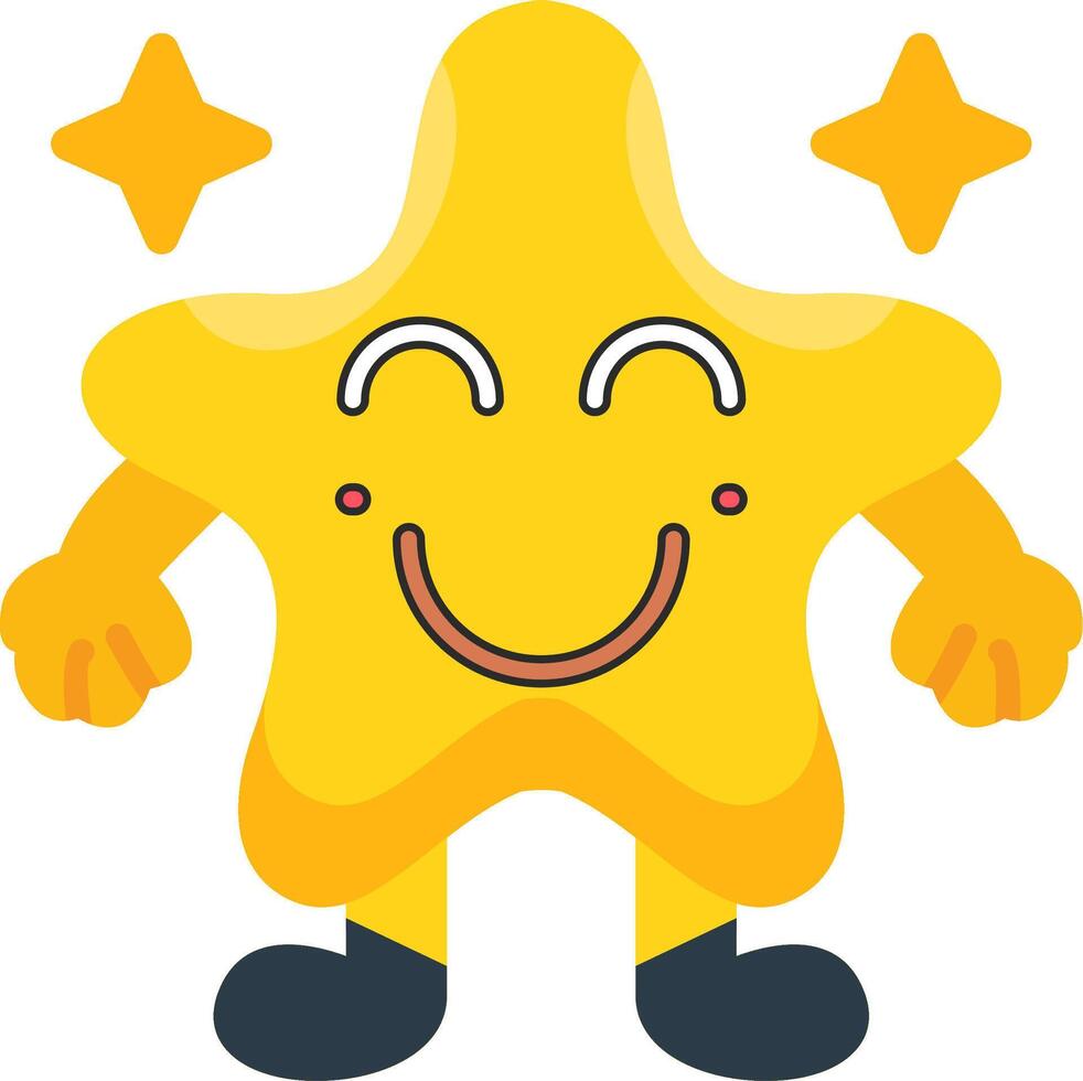 Blush Star Cheeks Colourful Flat Face Icon vector