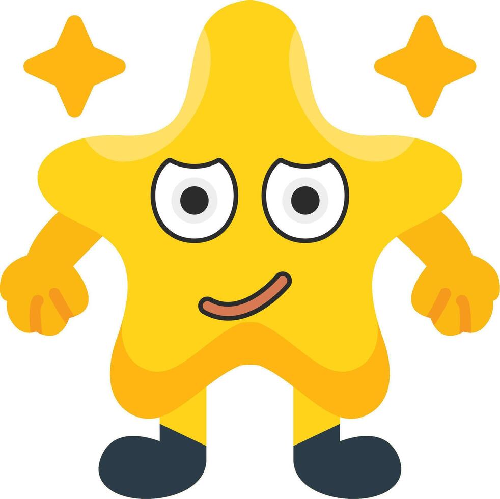Rolling Eyes Star Mood Colourful Flat Art vector