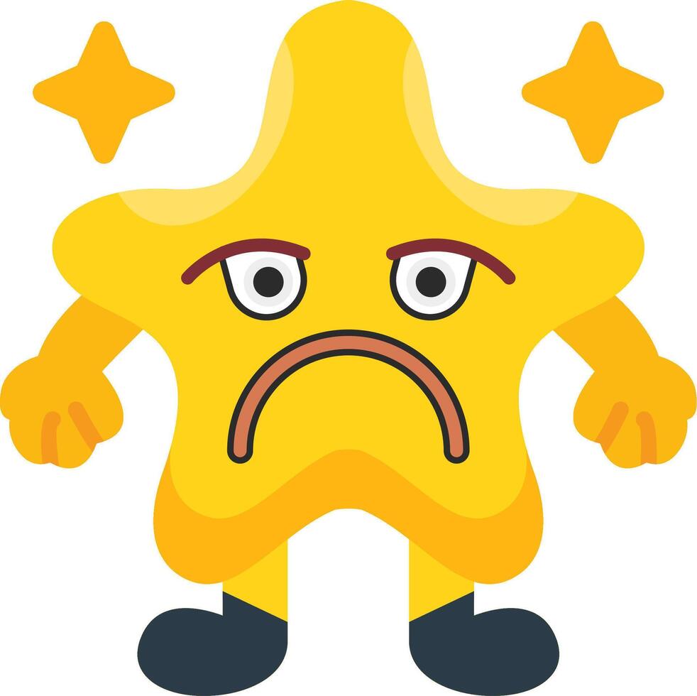 Pouting Star Lips Colourful Flat Emoji Style vector
