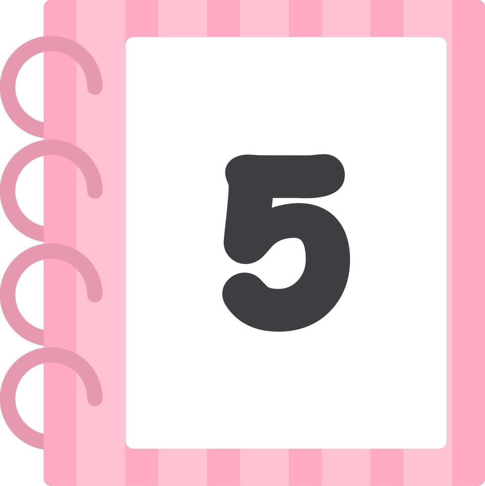 Playful Flat Icon Five for Number Book vector