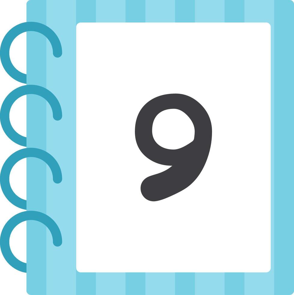 Colorful Flat Number Nine Icon for Kids Learning vector