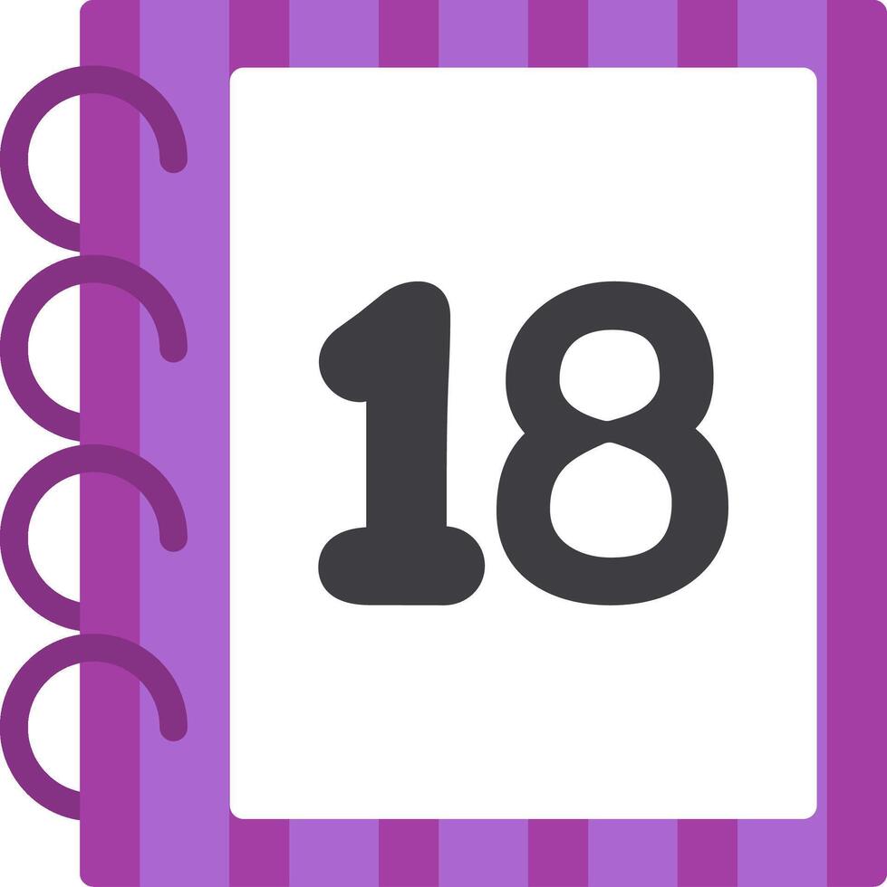 Flat Style Icon for Number Eighteen vector