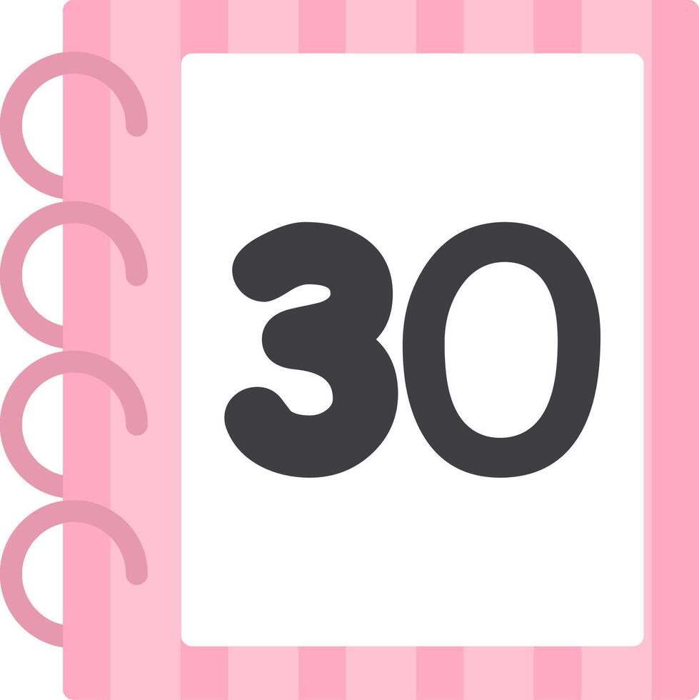 Colorful Flat Thirty Number Icon vector