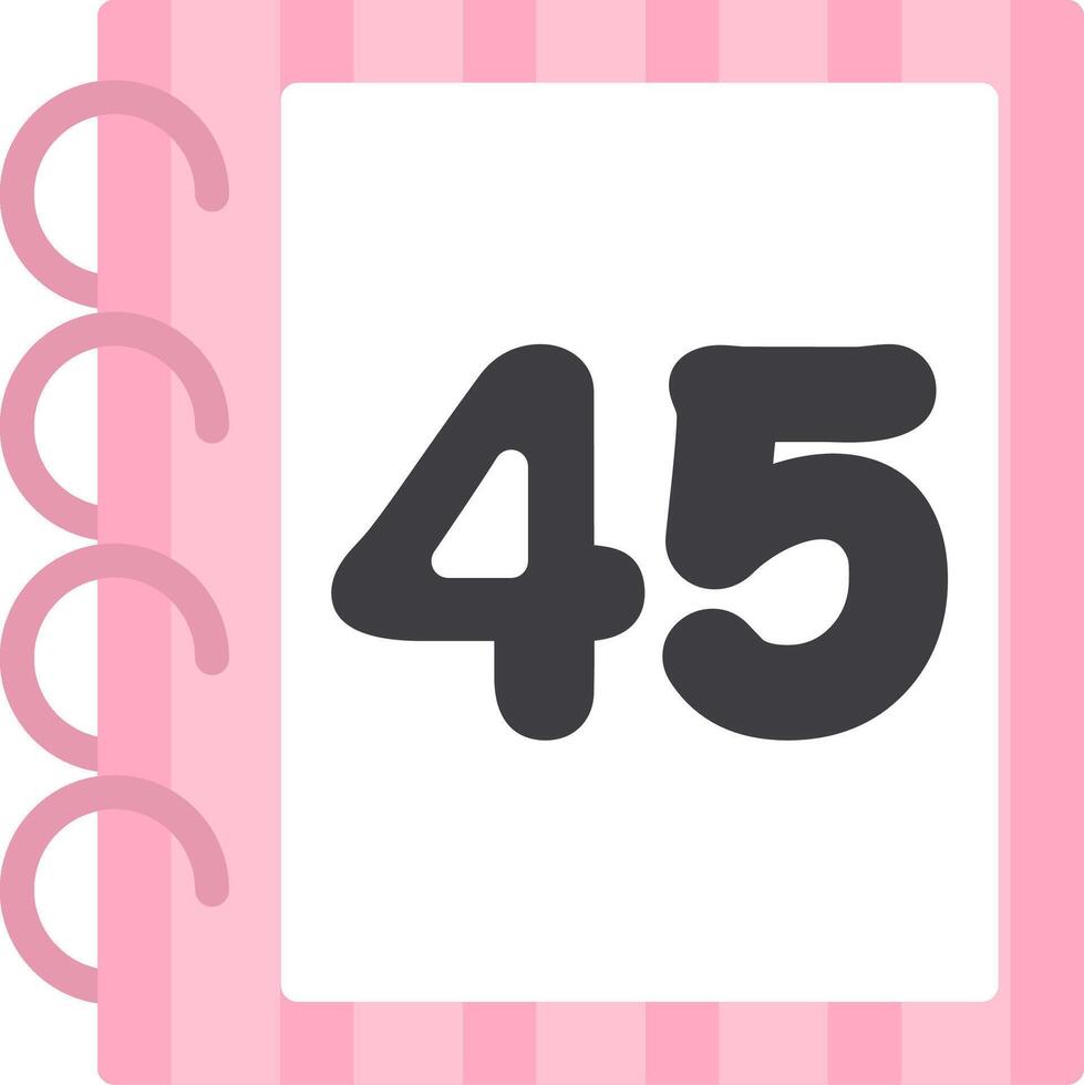 Flat Forty Five Number Icon in Color Style vector