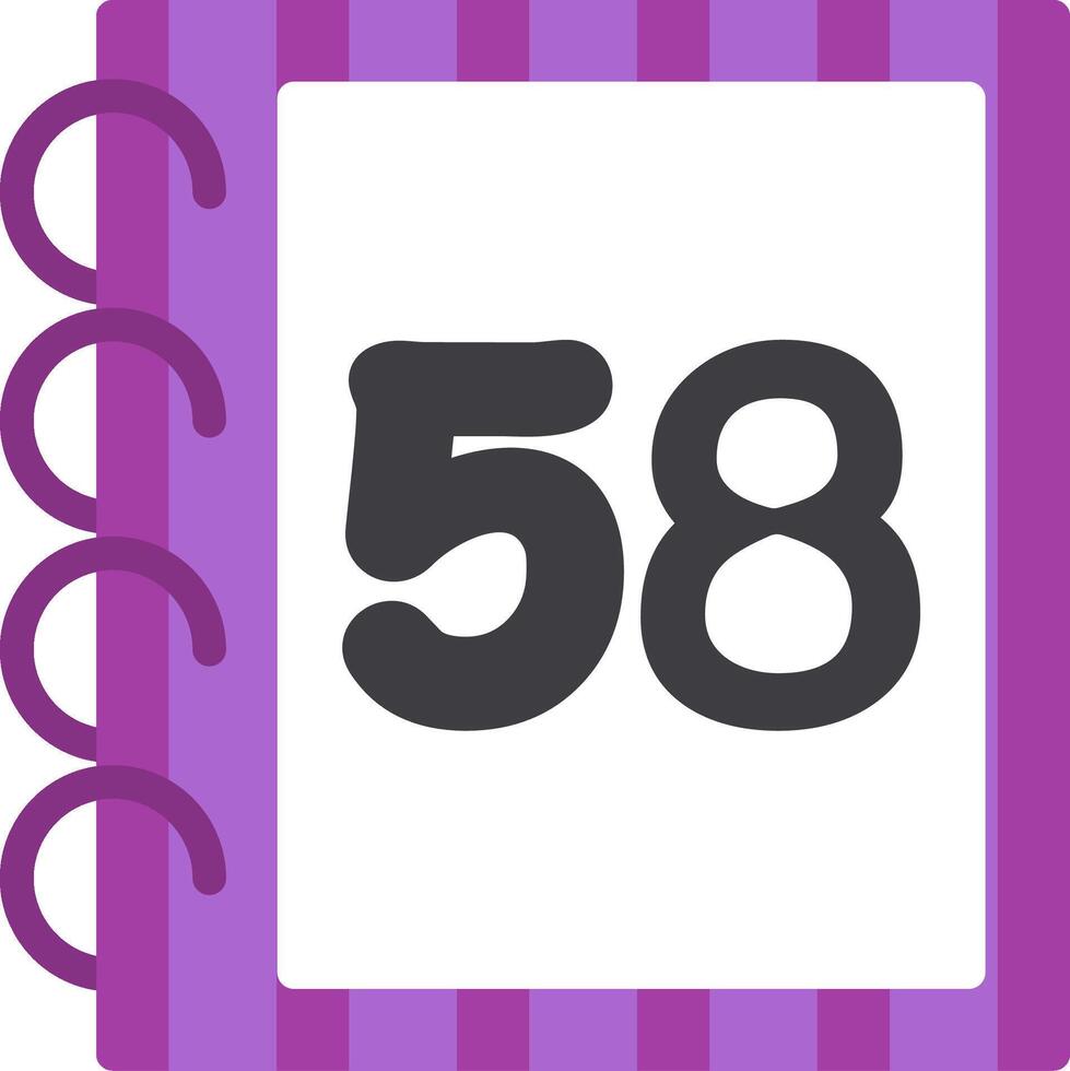 Flat Fifty Eight Icon for Kids Learning vector