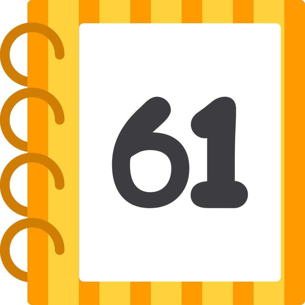 Flat Sixty One Icon for Kids Counting vector
