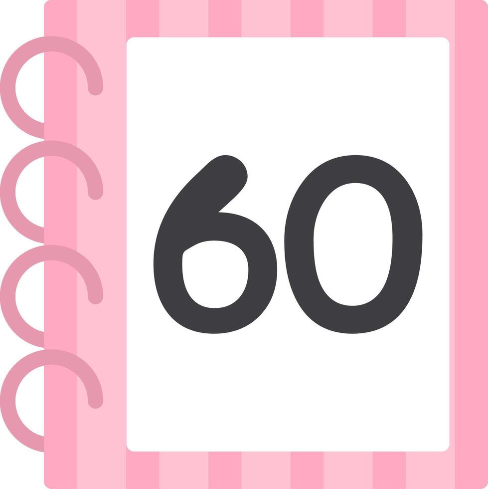 Colorful Sixty Number Flat Style Icon vector