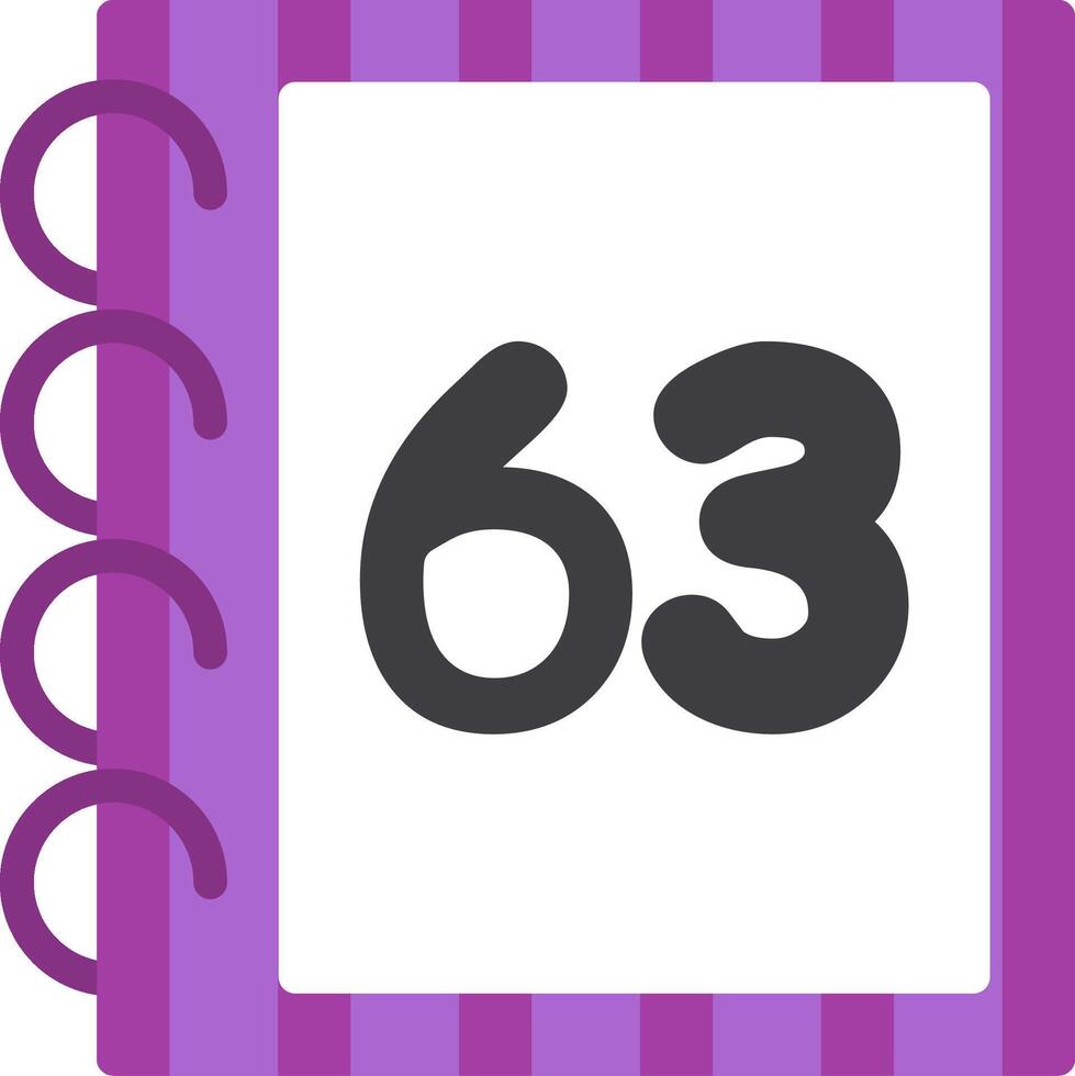 Flat Number Sixty Three Fun Kids Icon vector