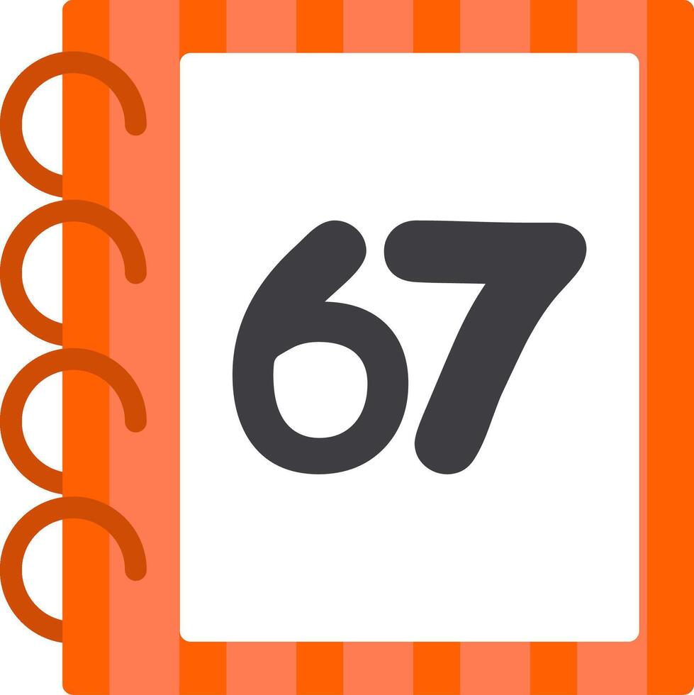 Colorful Sixty Seven Number Flat Icon vector