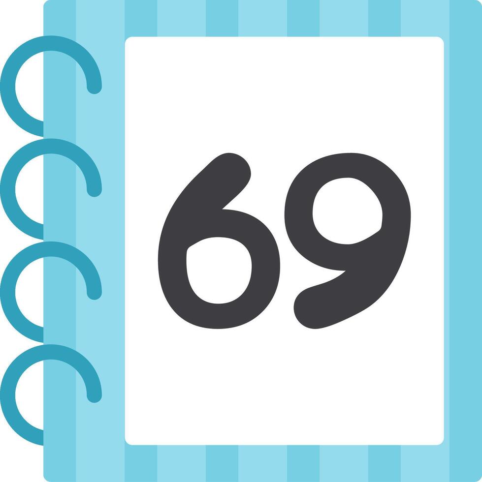 Fun Flat Sixty Nine Number Learning Icon vector
