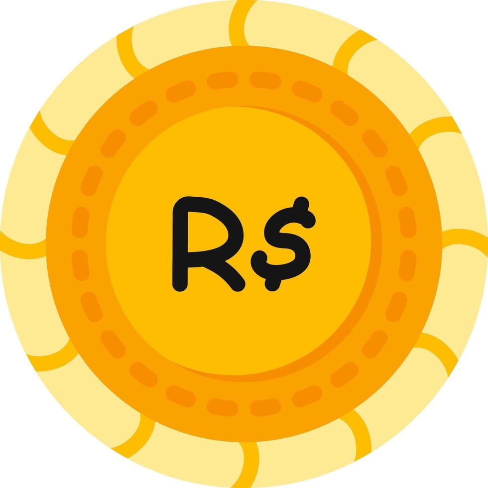 Brazilian Real Coin Colorful Flat Icon vector