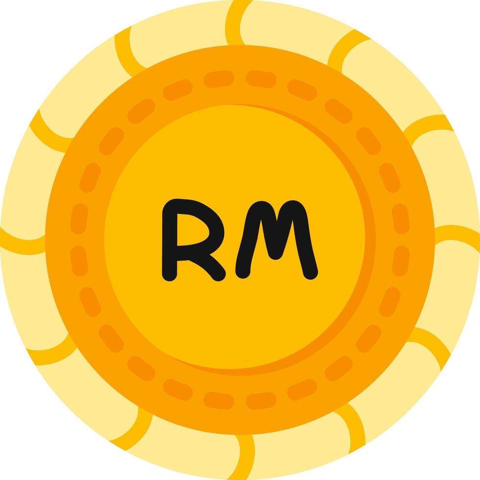 Malaysian Ringgit Coin Flat Color Style vector