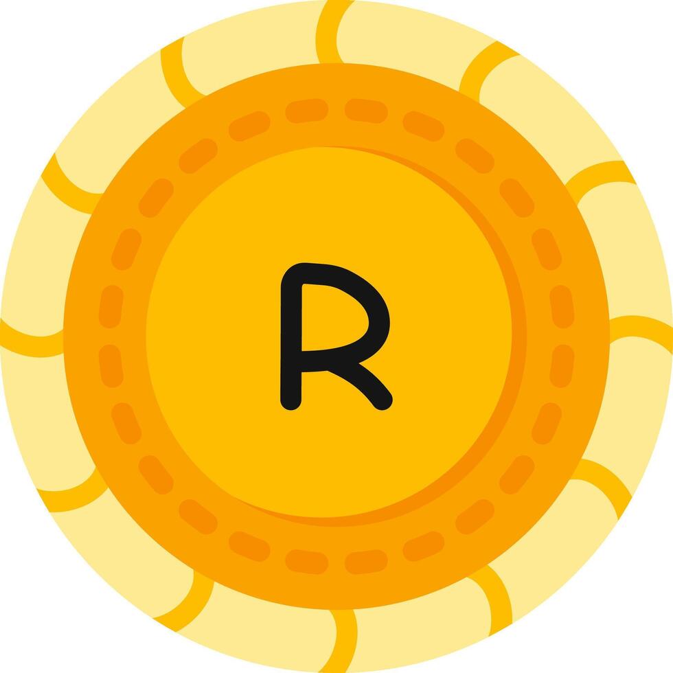 Rand Coin Flat Color Currency Illustration vector