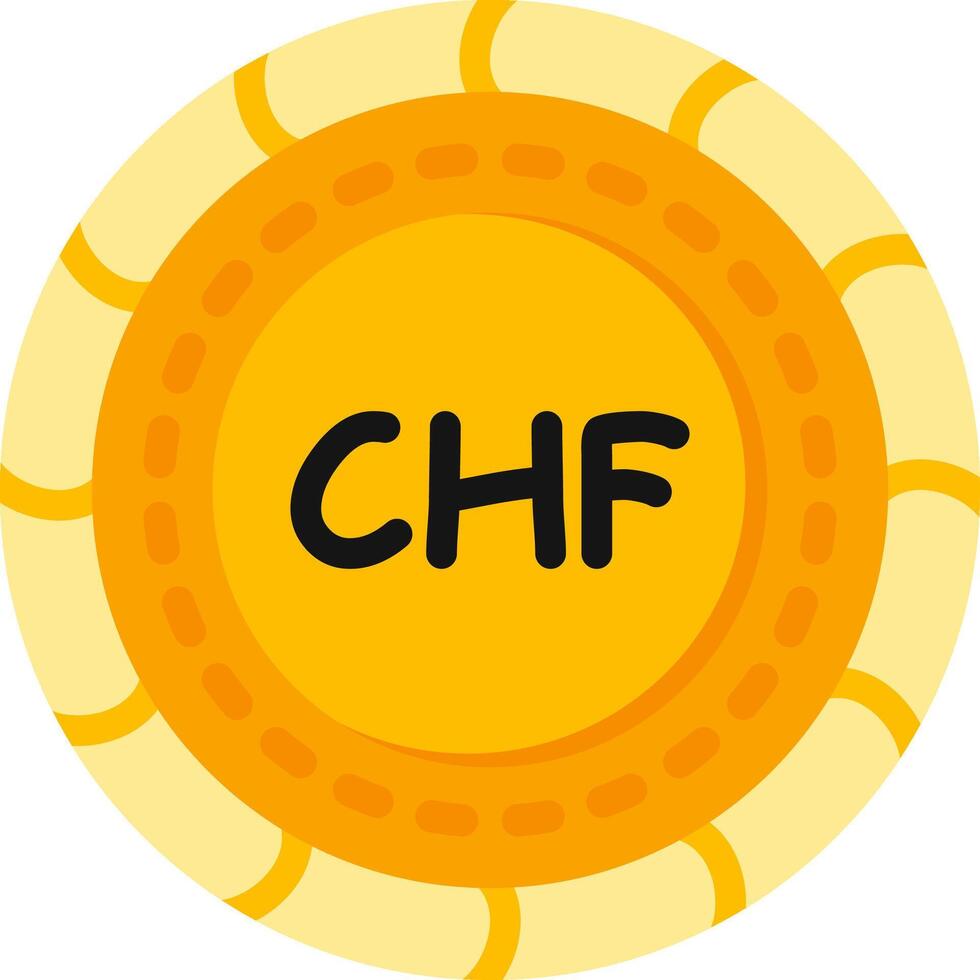 Swiss Franc Coin Colorful Flat vector