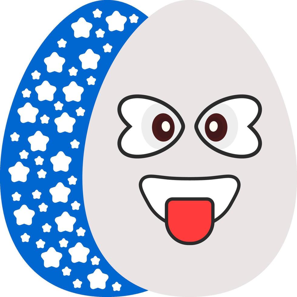 Tongue Out Easter Egg Emoji Icon Design vector