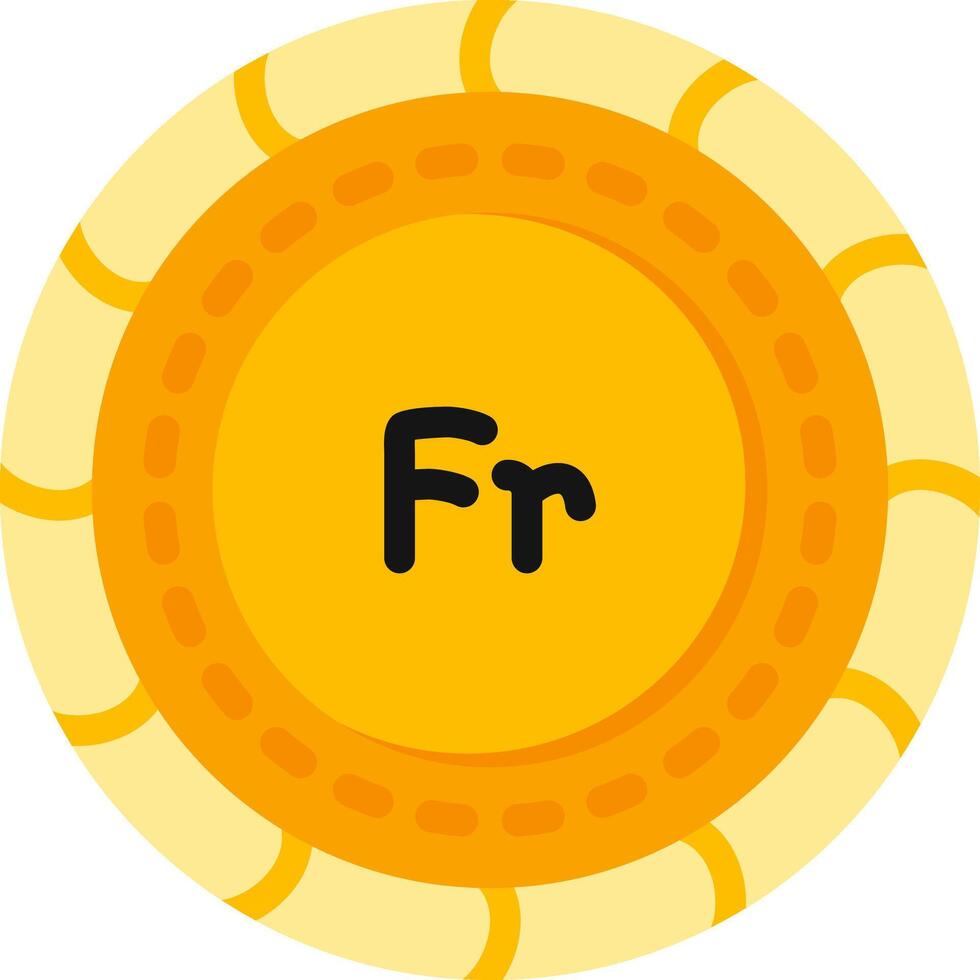 Swiss Franc Currency Coin Colorful Icon vector