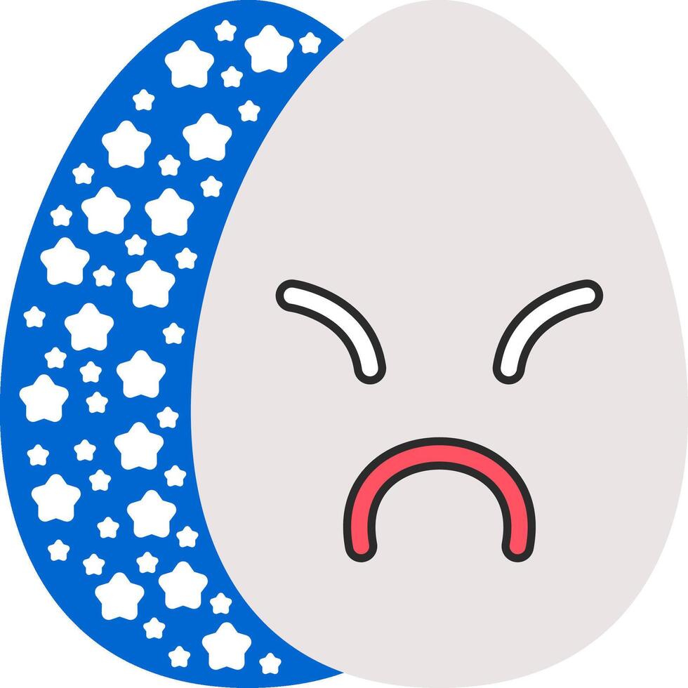 Upset Face Easter Egg Emoji Color Style vector