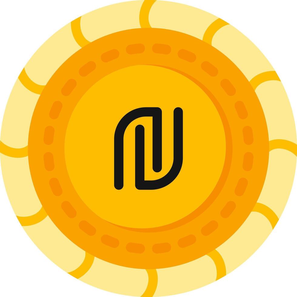 Shekel Coin Flat Currency Colorful Icon vector