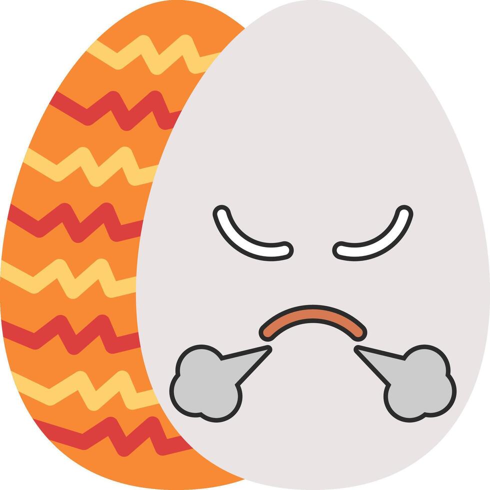 Steaming Head Easter Egg Angry Expression vector