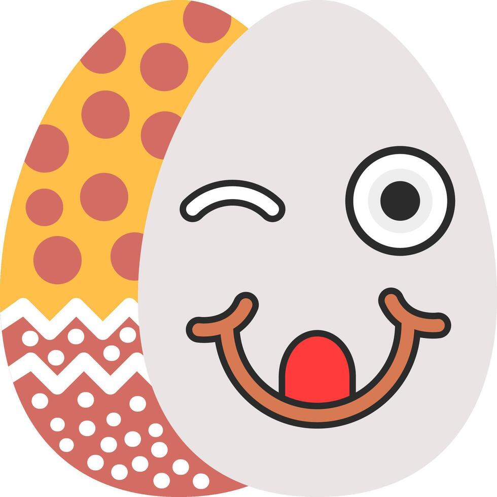 Yummy Easter Egg Emoji with Tongue Out vector
