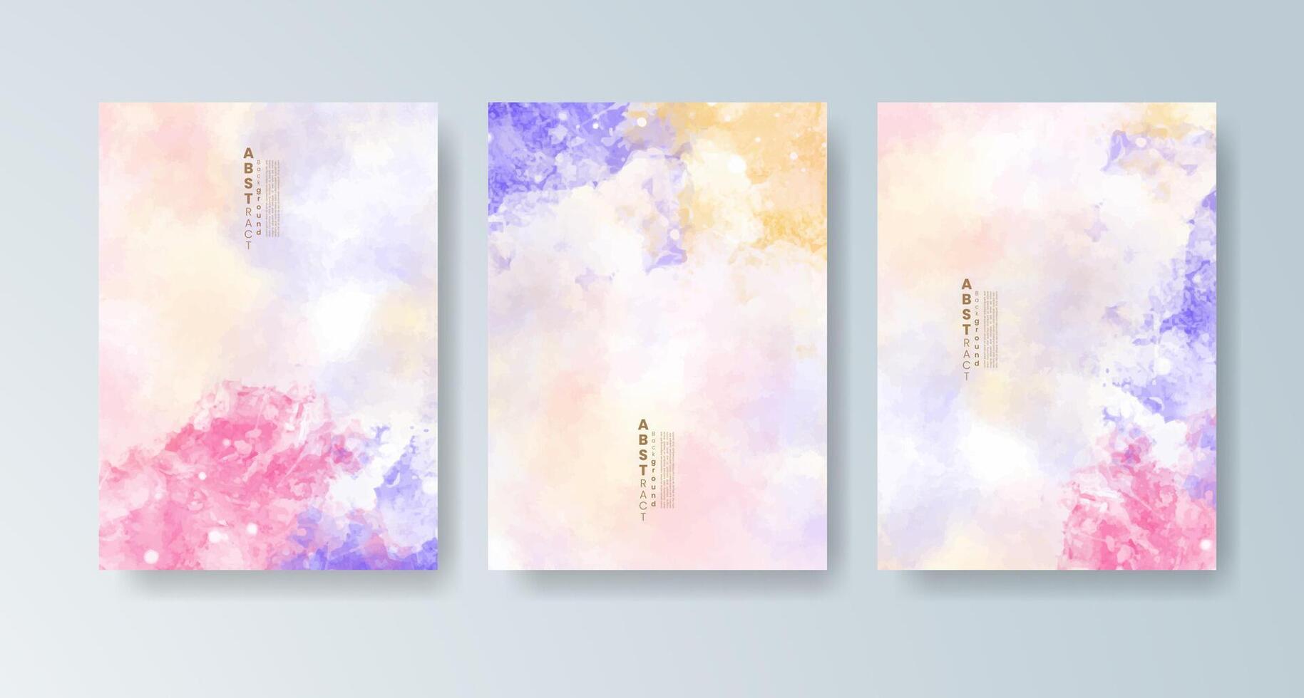 Watercolor backgrounds in rainbow tones on modern cards. vector