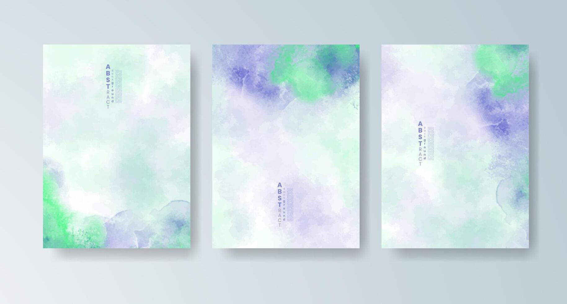 Pack of abstract watercolor cards in cheerful palettes. vector