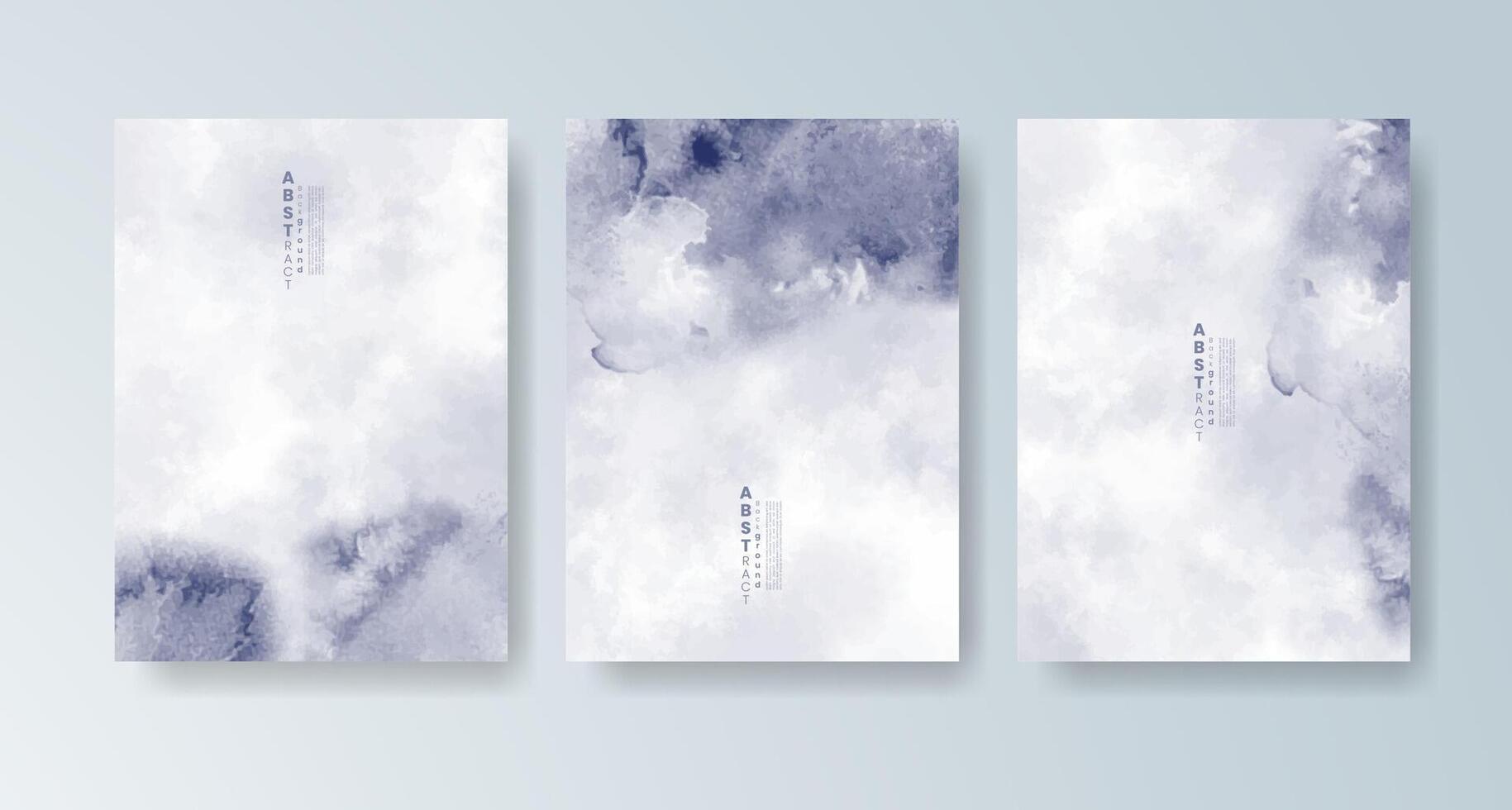 Collection of abstract cards with radiant watercolor finishes. vector
