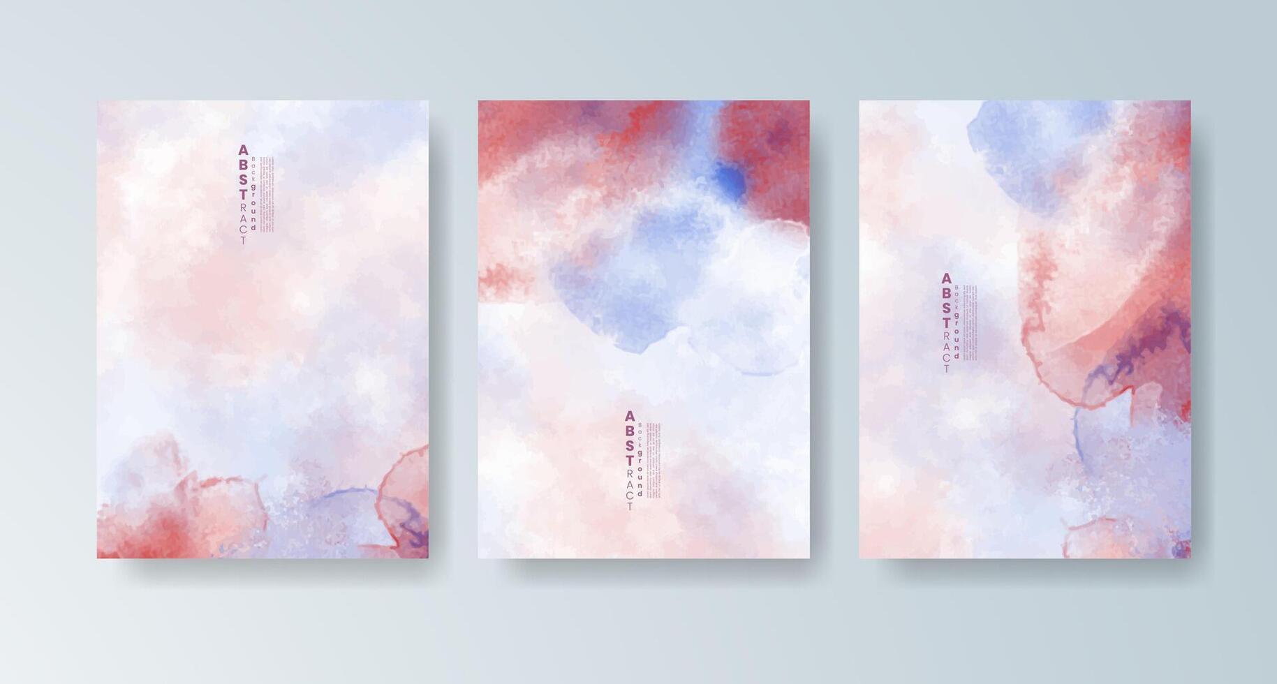 Pack of colorful cards with dreamy watercolor textures. vector