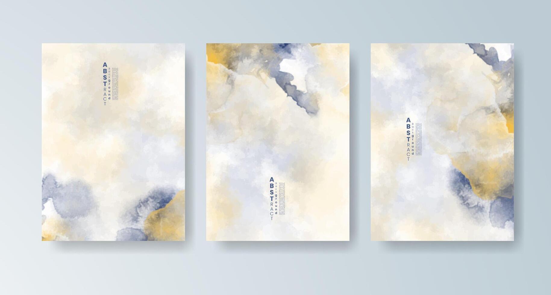 Cards with vivid watercolor abstract backgrounds in playful tones. vector