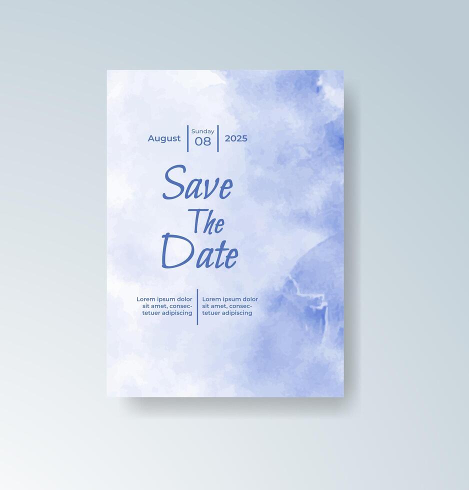Soft palette wedding card with hand-painted flowers. vector