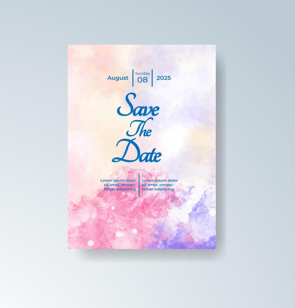 Soft painted effect wedding card. vector