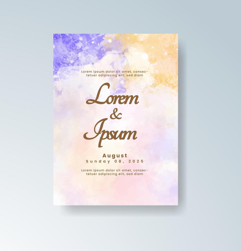 Modern watercolor floral pattern wedding card. vector