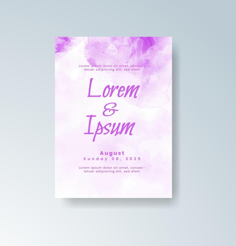 Romantic color blend in watercolor invitation. vector