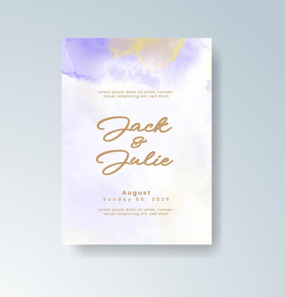 Hand-painted border wedding card with watercolor art. vector