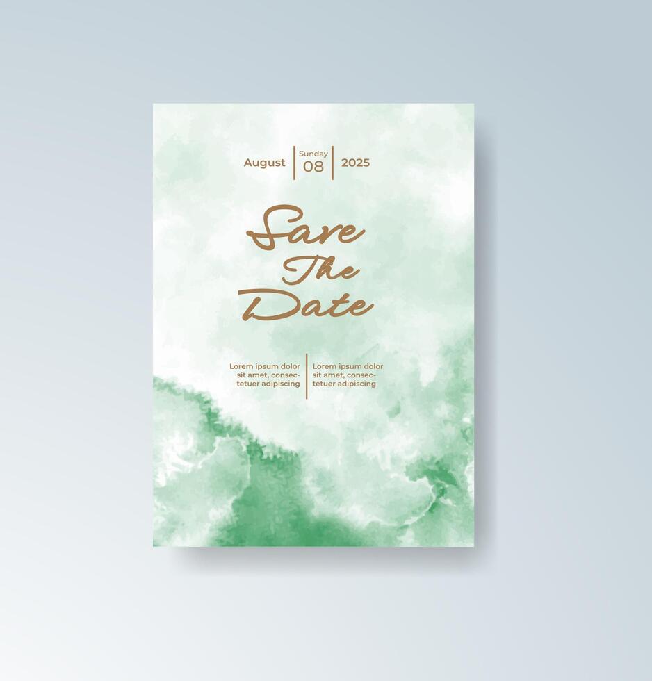 Light watercolor paint style wedding card. vector