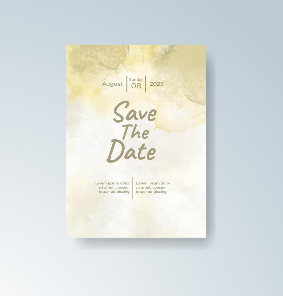 Watercolor wedding invite with elegant leaf pattern. vector