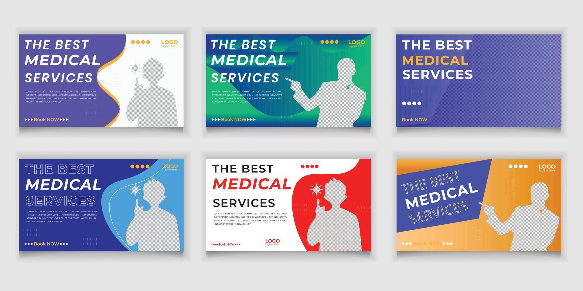 Medical Thumbnail Design Set Templates for Your Business vector