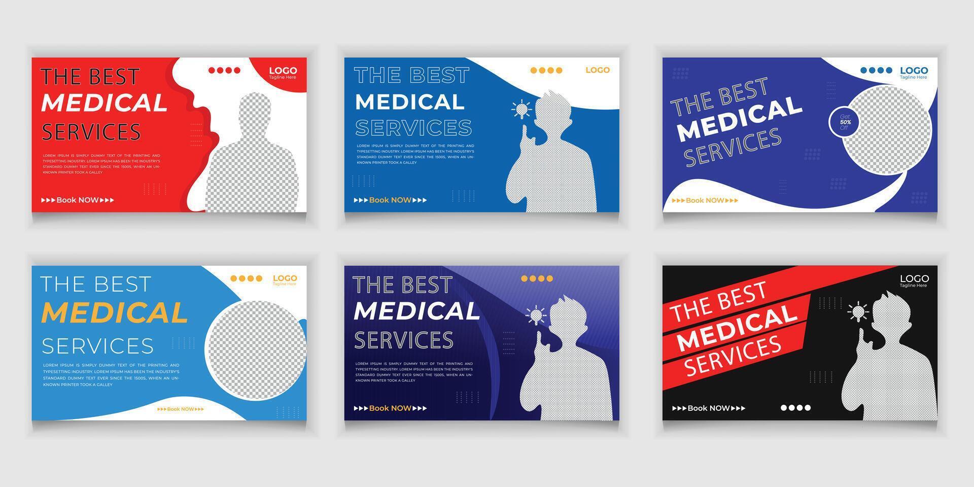 Combine Medical Thumbnail Design Templates vector