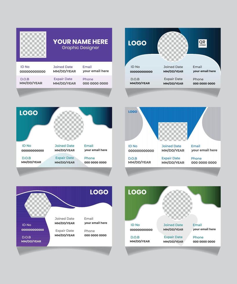 Set ID card design templates for your use and pass vector