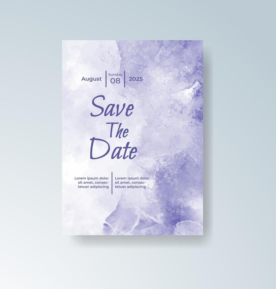 Wedding invitation featuring watercolor leaf motif. vector