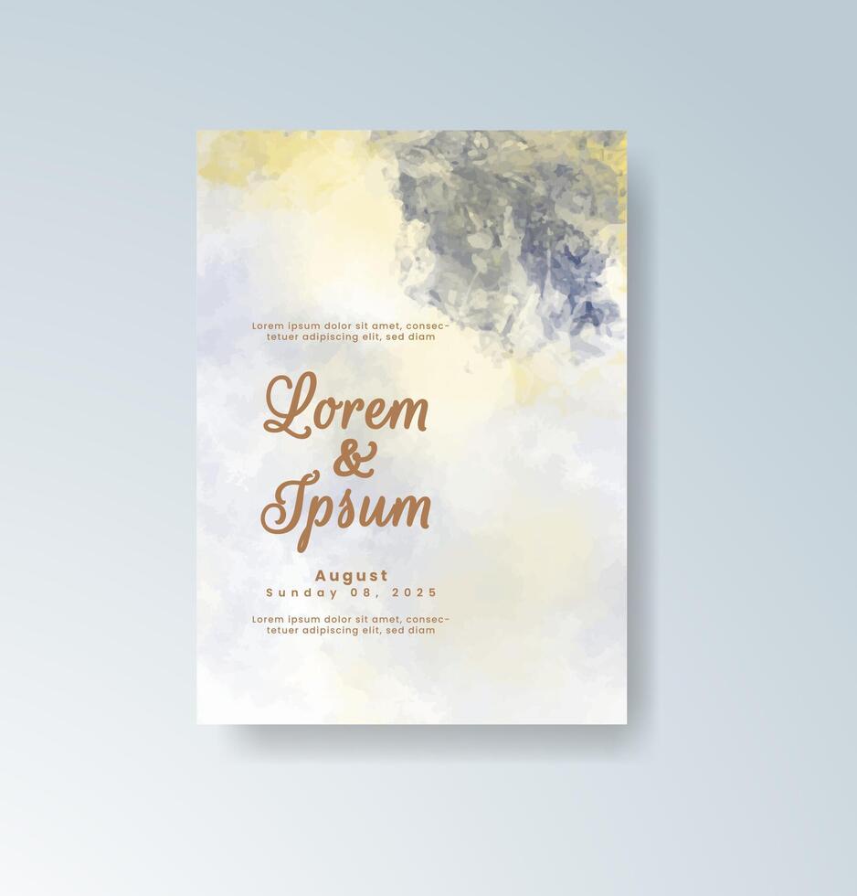 Watercolor gradient wedding card with floral overlay. vector