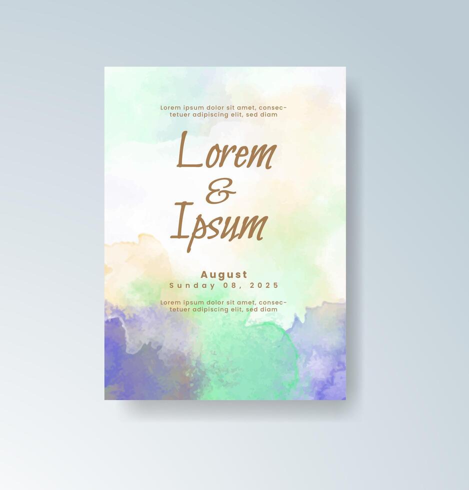 Watercolor brush wedding invitation with soft pastels. vector