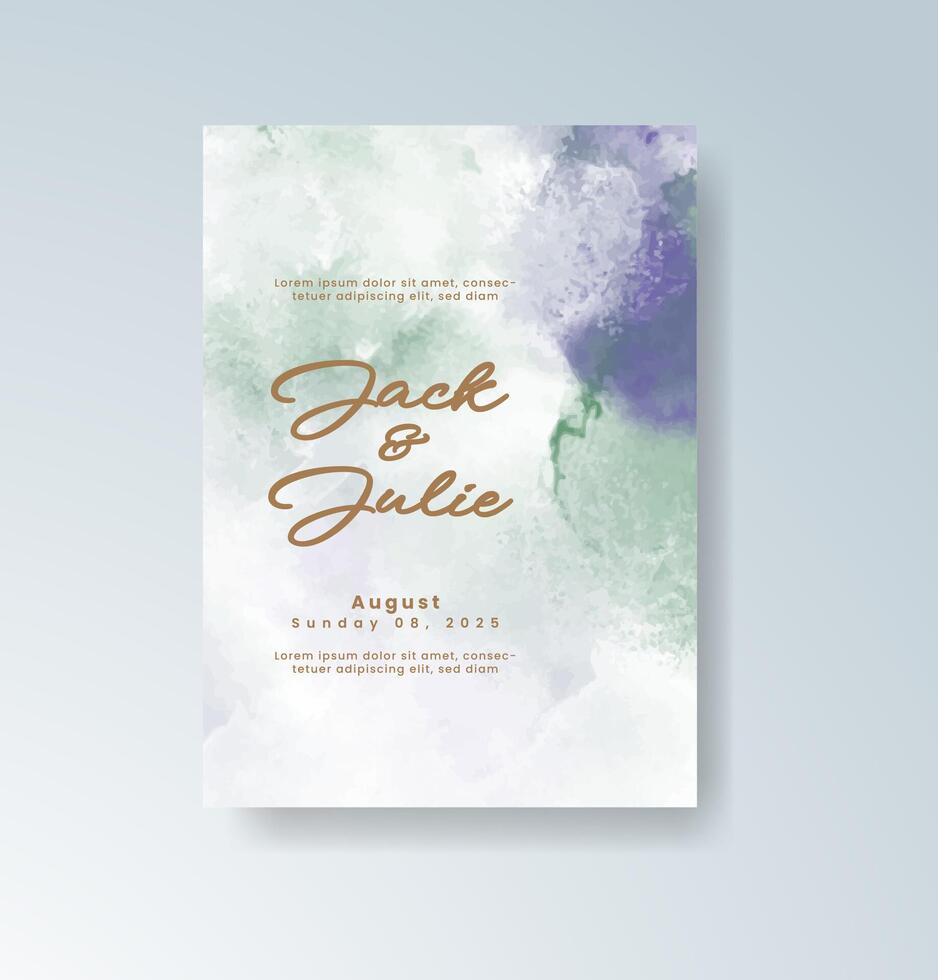 Classic wedding invitation with hand-painted background. vector